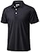 TACVASEN Poloshirts Herren Kurzarm Sommer Schnell Trocknend T-Shirts Performance Sportshirt Outdoor Knopfleiste Herrenhemd (L, Schwarz)