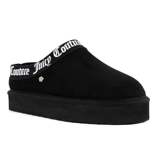 Juicy Couture Women's Cozy Slipper Mule – Plush Indoor Outdoor House Shoe with Memory Foam and Faux Fur Lining