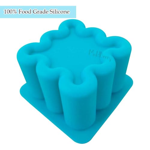Image of MoldBerry Silicone Zig Zag Square Bento Cake Pan - Non-Stick & Reusable Baking Mold for Mini Cakes, Brownies, Desserts - Flexible, Heat-Resistant Tray - Easy Release - Pack of 1