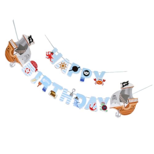 NAMOARLY Bannière de Fête D'halloween en Papier Pirate Happy Birthday