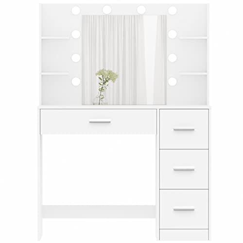 Irontar Vanity Desk, Makeup Vanity With 10 Led Lights & 4 Drawers, Brightness Adjustable, Dressing Table Desk With 6 Shelves, Bedroom Vanity Table For Women Girls, White Wdt003W #TOP7