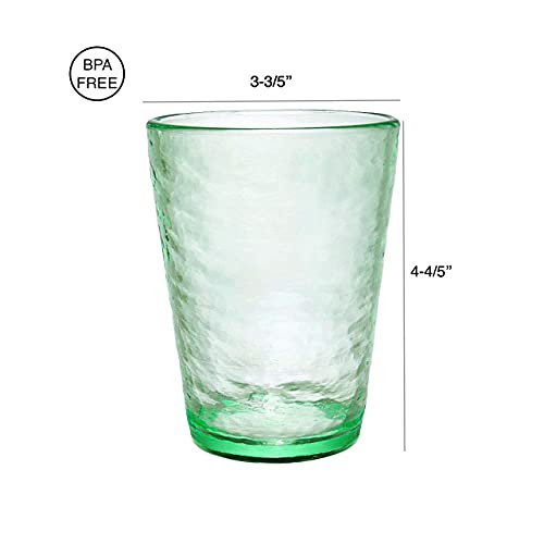 Klifa- Ripple- 16 Ounce, Set Of 6, Acrylic Tumbler Drinking Glasses Cups, Bpa-Free, Stackable Plastic Drinkware, Dishwasher Safe, Green #TOP3
