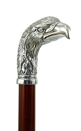 Spazierstock Holz Silber Zinn Griff schwarz elegant Hand gefertigt in unserem Labor Cavagnini solide und robuste Stick Modell Adler Damen Orthopäde italy