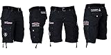 Geographical Norway Herren Cargo Shorts Kurze Hose Short Bermuda Knielang Poudre, Hosengröße:L, Farbe:Schwarz