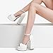 DREAM PAIRS High Heels Chunky Block Platform Heels for Women Ankle Strap Sexy Open Square Toe Heels Dressy Pumps Sandals,Size 7,White,SDHS2324W