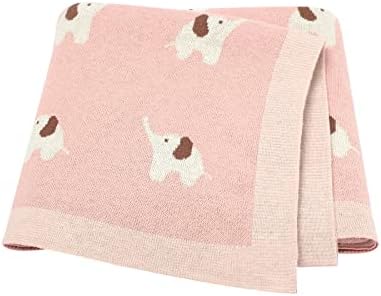 LAWKUL Baby Blanket 100% Cotton Knitted Newborn Babe Receiving Blankets Soft for Pram Infant Boy Girl Fawn Yellow 100x80cm