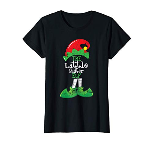 Little Sister Elf Funny Christmas Matching Gifts Holiday Maglietta