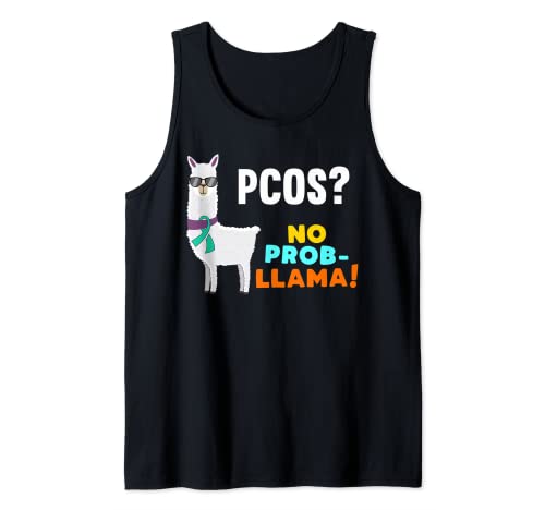 No Prob-Llama PCOS Síndrome de ovario Guerrero Sobreviviente Conciencia Camiseta sin Mangas