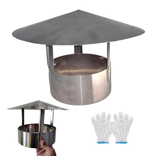 Sombrero Extractor de Humo espesor 0.6 mm, Tapa para Chimenea de Acero Inoxidable 201, Cubierta de ventilación Redondo para techo, Campana de lluvia(11 cm/4.33 in)