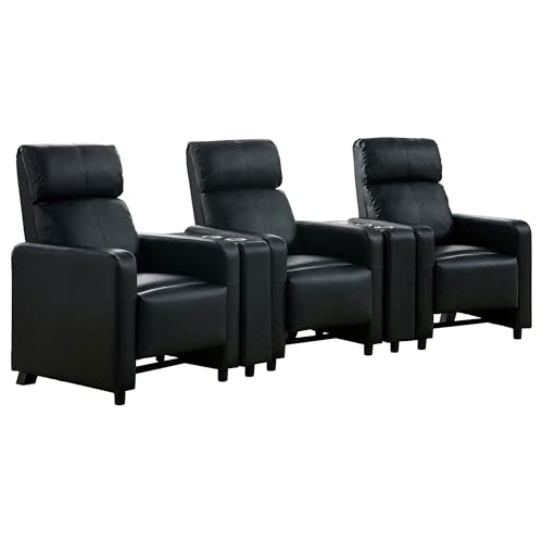 Coaster Toohey 5-Piece Faux Leather Theater Seating, Black
