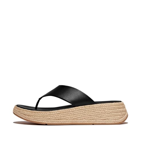 Image of FitFlop womens F-mode Espadrille Leather Flatform T /Post Sandals
