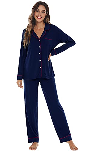 Image of WiWi Viscose from Bamboo Women's Pajamas Set Super Soft Button Down Top and Pants Sleepwear Cooling Pjs S-3X