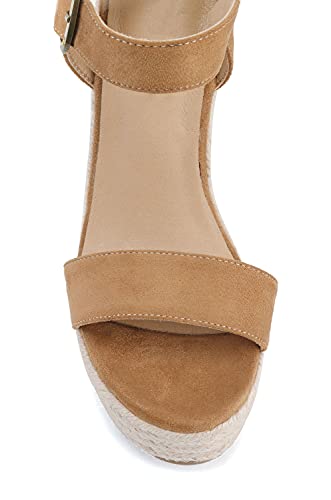 Women'S Wedge Sandals Platform, Ankle Strap Wedge Sandals Open Toe Casual Summer Straw Woven Classic Wedge Sandals4