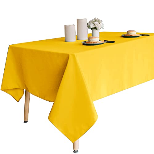 Image of Obstal 210GSM Rectangle Table Cloth, Yellow, 60 x 120 Inch | Heavy Duty Water Proof Microfiber Tablecloth, Decorative Fabric Table Cover for Outdoor and Indoor Use