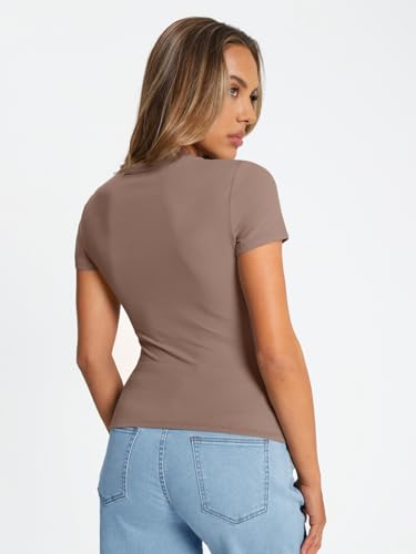 Trendy Queen Womens Basic T Shirts Summer Tops 2026 Crop Short Sleeve Slim Fit Tee Cute Gym Workout Clothes