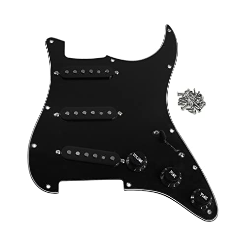 BIPROS 5 Pickguard SSS précâblé Guitare Pickguard décalés micros 50/50/52mm for Guitare FD Strat (Color : Nero) - Les Beatles, Paul McCartney, John Lennon, RIngo Starr, George Harrison BIPROS 5 Pickguard SSS précâblé Guitare Pickguard décalés micros 50/50/52mm for Guitare FD Strat (Color : Nero)