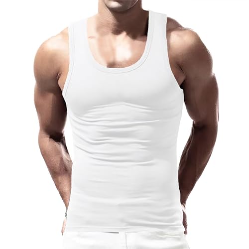 Wife Beaten Men 6 Pack Shirts,Compression Shirts for Men,Slimming Body Shaper Vest Tank Top Undershirt