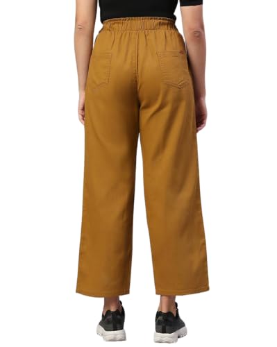 Image of TWGE Women's High Waist Wide Leg Jeans - Single Button, Stretchable Denim Pants - Ankle Length - Stylish Casual Wear