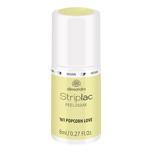 alessandro Striplac Peel or Soak - Vegano - Popcorn Love - Esmalte de uñas LED en amarillo pastel - Para uñas perfectas en 15 minutos, 8 ml