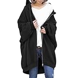 [Maison de TAO] [メゾンドタオ] パーカー ジップ アップ 前開き 裏 起毛 フード 付き ロング 暖かい ゆったり オーバー サイズ 防寒 レディース (ブラック, L)