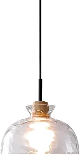 Granestner Pendant lamp Screw Thread Clear Glass Pendant Light E27 Hanging Ceiling Lamp for Kitchen Island Hammered Blown Glass Chandelier(Color:b)