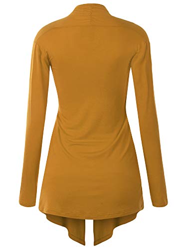 Image of Lock and Love Women's Draped Front Open Asymmetrical Cardigan - Casual Long Sleeve Lightweight Duster
