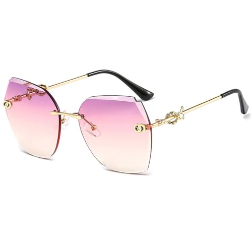 Lunettes de soleil sans monture vintage à diamants pour femmes et hommes