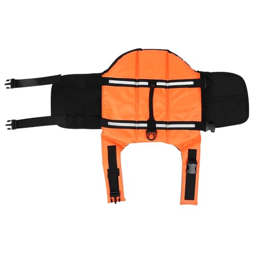 Sarini Dog Life Vest, Orange, XS, Reflective Striped Dog Life Jacket for Safety in Water, Adjustable, Quick-Release Buckles
