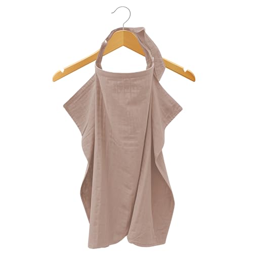 MOZAH Organic Cotton Muslin Nursing Cover, Baby Breastfeeding Essential, Breathable Mother Nursing Apron, Multi-use Carseat Canopy, Warm Taupe