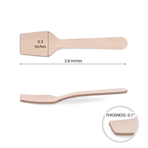 Mini Bamboo Spoons, Zhuzhiyuan 3.8 Inches - 100 Pack Compostable Ice Cream Spoons, For Jelly/Pudding/Yogurt/Desert/Cake/Tasting #TOP6