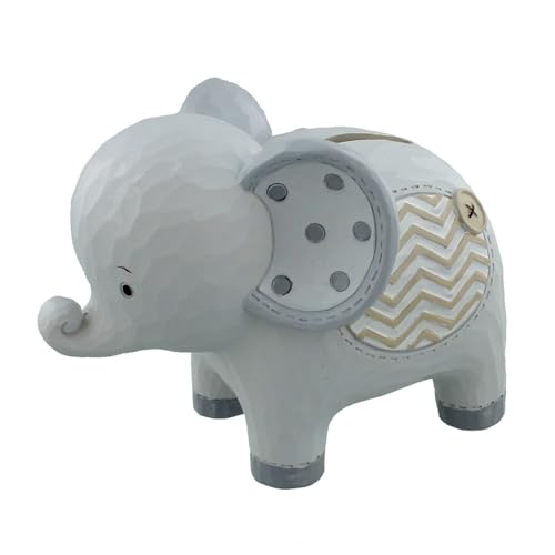 Widdop and Co - Tirelire éléphant en résine - CG1253 - Dimensions : 9 x 12 x 8 cm - Tirelire solide et très détaillée - Bouchon amovible sur le fond -...