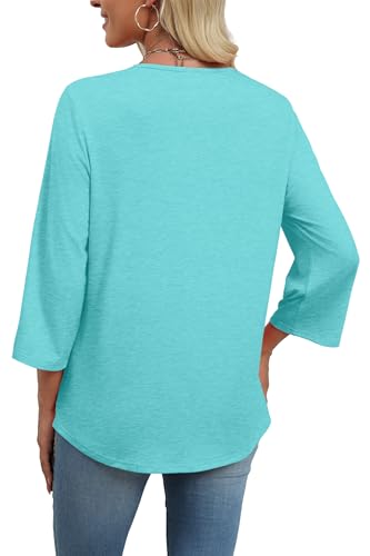 Image of WIHOLL 3 /4 Length Sleeve Womens Tops Boho V Neck Lace Shirt Trendy Blouses Dressy Casual Vacation Clothes S-3XL