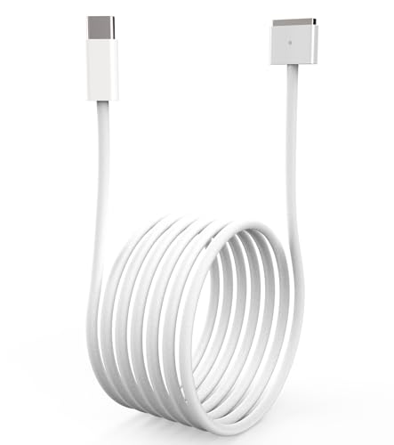 Aioum Magnetic 2 USB-C Laptop Charging Cable 6.6FT 60W/20V/3A Silver-White Nylon Braided for MacBook Air/Pro 2012-2017