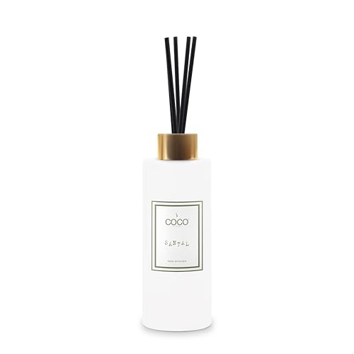COCO by Stone 5oz Reed Diffuser (Santal) – Luxury Scented Oil Diffuser for Home Aromatherapy, Long-Lasting Vegan Fragrance, Elegant Home Décor and Air Freshener