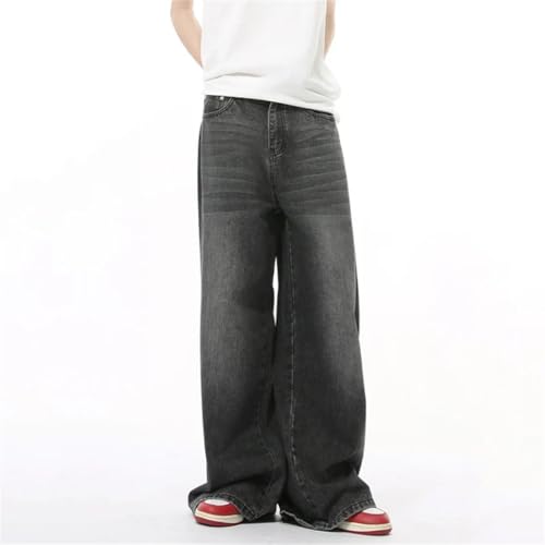 Men's Denim Pants Solid Color Washing Straight Wide Leg Trousers3