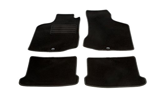 Fahrzeugmatten.de Auto Matten Hervorragende Premium Velours Qualität Set 4-teilig, passgenau, schwarz/anthrazit, rutschfest, zweifarbiger Rand, Modell Siehe Details