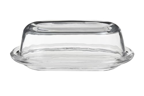 Premier Housewares Butter Dish Monochrome Design With Smooth Black Enamel Body White Marble Base And Airtight Seal (12 cm x 7 cm x 18 cm)
