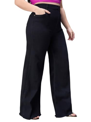 Image of Miss Chase A+ Women's Wide-Leg Mid Rise Regular Length Blast Effect Denim Jeans