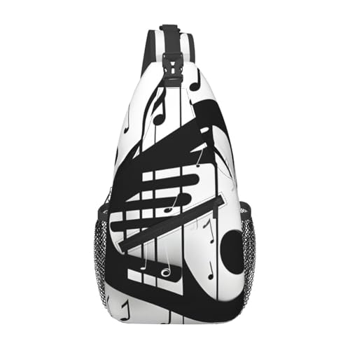 Bolso Bandolera Deportiva Negro con Nota Musical