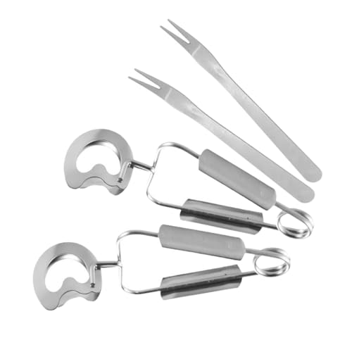 TOPBATHY 4pcs Stainless Steel Food Clamp Tongs and Carving Forks Set Non-Slip Mini Kitchen Utensils for Serving Appetizers Seafood Salad Cooking