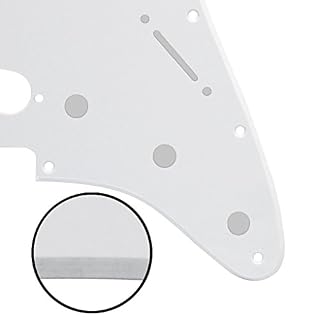 Fleor SSS Pickguard avec 52 mm (3 Pièces) Pickup couvertures/2t1 V Bouton de commande/Conseils pour Stratocaster Guitare de remplacement 1ply, white – Image 4