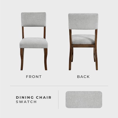 Lexicon Mid-Century Modern Dining Chair Set of 2, Brown Finish Wood Frame, Chenille Upholstered Kitchen Chair, Stylish Accent Seating for Dining Room, Home Office, Assembly Required, Gray by Lexicon - Used condition - Image 4