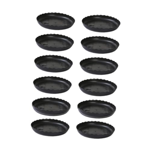 Bothyi 12Pcs Plant Saucer,Water Tray,Thick Round Traditional Design Stylish Water Drainage Sturdy Dish Plant Tray Flower Pot Saucers, Black, M