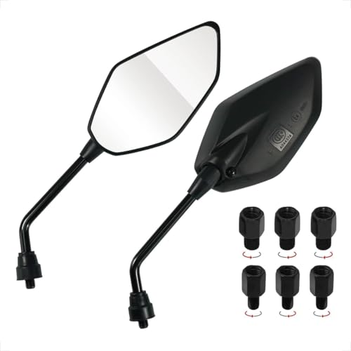 Evermotor Universal Motorcycle Handlebars Rearview Mirrors, E-Mark, M8 and M10-360° Adjustable Side Mirrors, Moped Accessories for Motorbikes, Quad, Mobility Scooters, ATVs, Honda