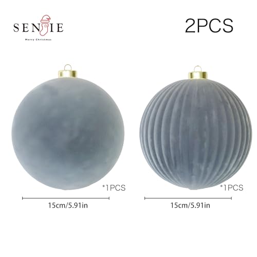 Image of 6inch Big Velvet Christmas Ornaments for Xmas Trees, 2 pcs Flocked Christmas Balls Sets for Holiday Decor