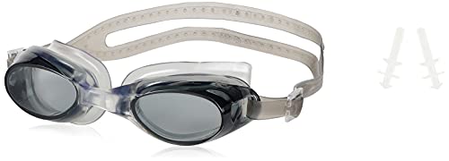 Image of I-SWIM LADIES COSTUME IS-104 WHITE /PINK LINES SIZE 3XL WITH GOGGLES SILICON JOINTLESS WITH BOX BLACK
