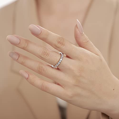 Wedding Bridal Eternity Band Rings Stacking Minimalist Band with CZ Crystal for Brides Engagement Ring for Women (Size 7)3
