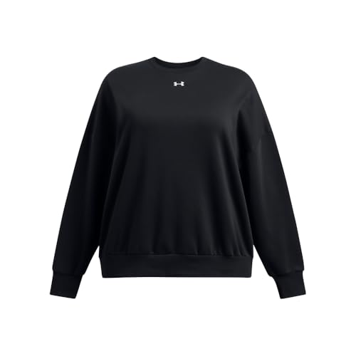 Under Armour Women Rival Fleece Oversized Crew, (001) Black / / White, 1X