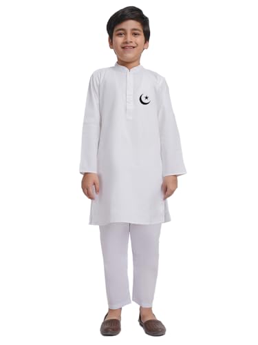 Kurta pyjama blanc garçon : le cadeau idéal en coton pour célébrer l'Aïd Mubarak