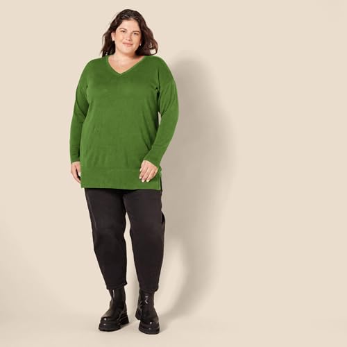 Image of Amazon Essentials Women's Lightweight V-Neck Tunic Sweater, Long Sleeve, Ribbed (Available in Plus Size)